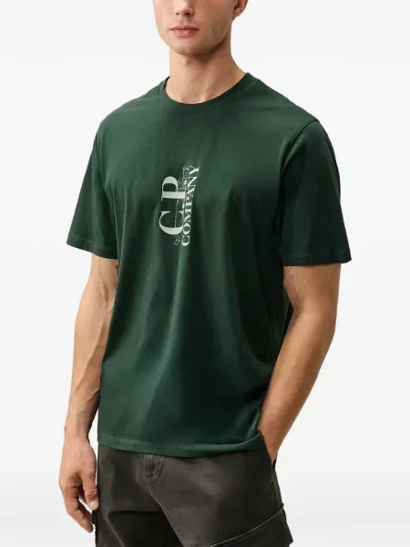 Scurt tricou C.p. Company din jerseu cu autograf verde