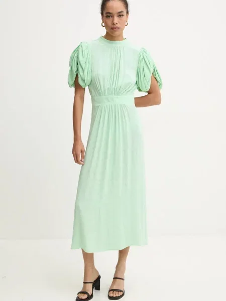 Сукня Rotate Midi Puff Sleeve Dress midi розкльошена зелений
