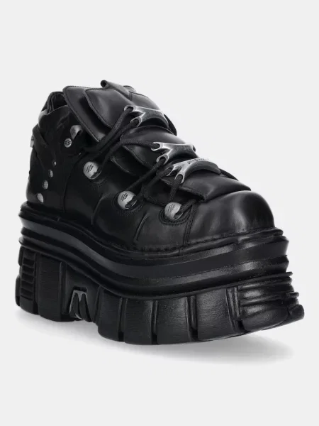 New Rock sneakers din piele negru