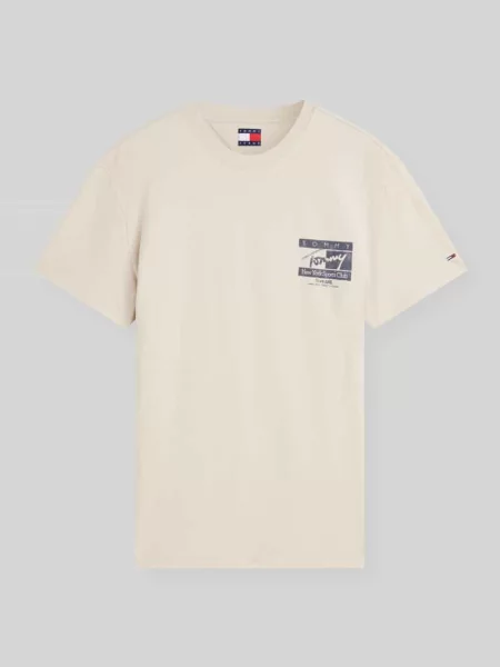 Koszulka Tommy Jeans z nadrukiem beżowa