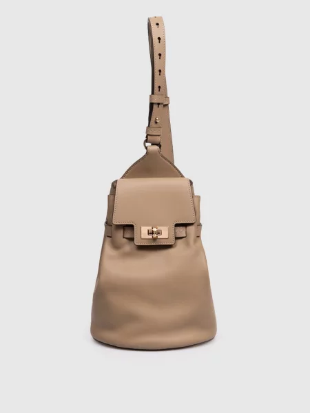 Шкіряна сумка-слінг Margaux Max Mara коричнева