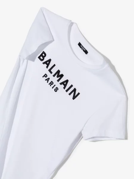 Sukienka koszulowa dziecięca Balmain biała