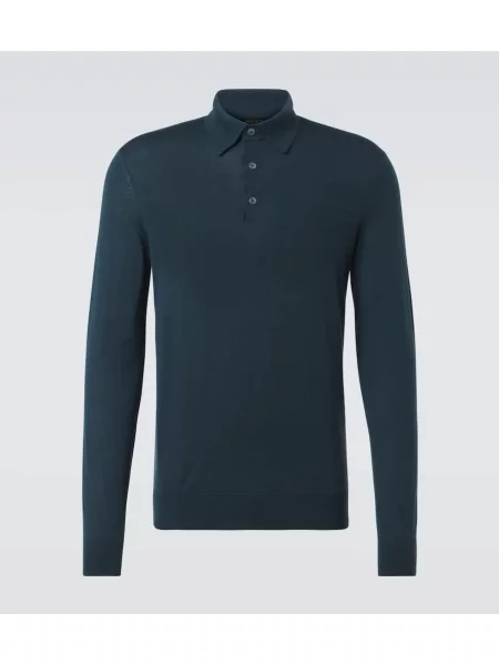 Polo Zegna de mătase albastru