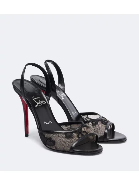 Sandale Christian Louboutin din piele slingback negru