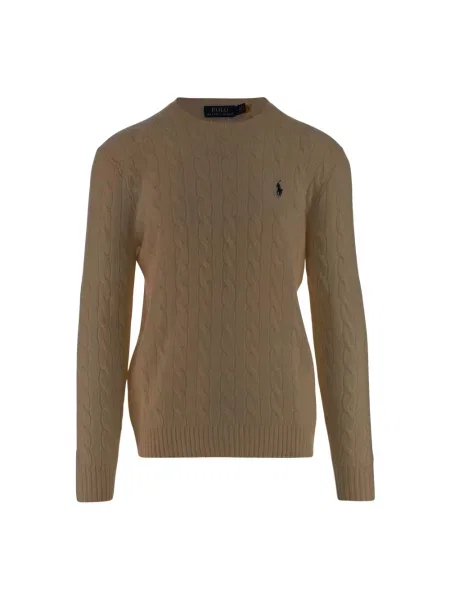 Sweter z dzianiny o kroju regular fit z mieszanki wełny i kaszmiru Ralph Lauren beżowy