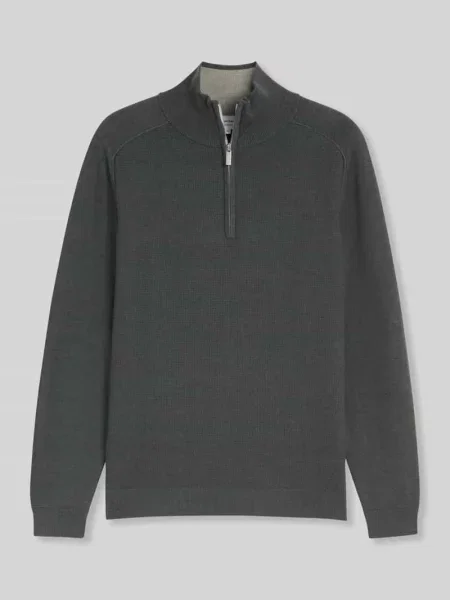 Sweter w kroju regular fit z kołnierzem zapinanym Tom Tailor oliwkowy