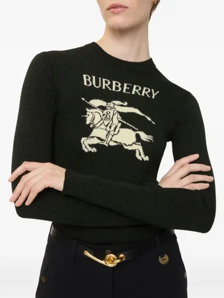 Pulover Burberry cu decolteu rotund negru