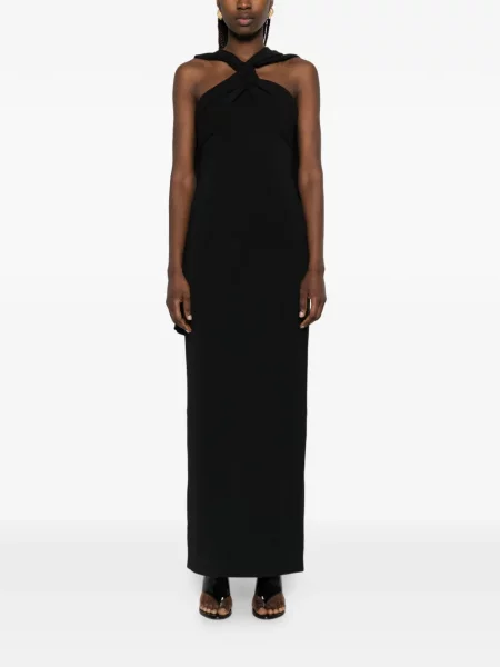Rochie maxi Solace London cu gât halter negru
