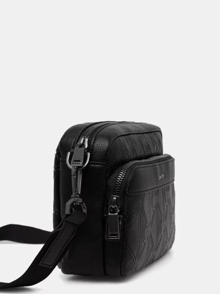 Calvin Klein geantă mică pentru bărbați cu imitație de piele negru