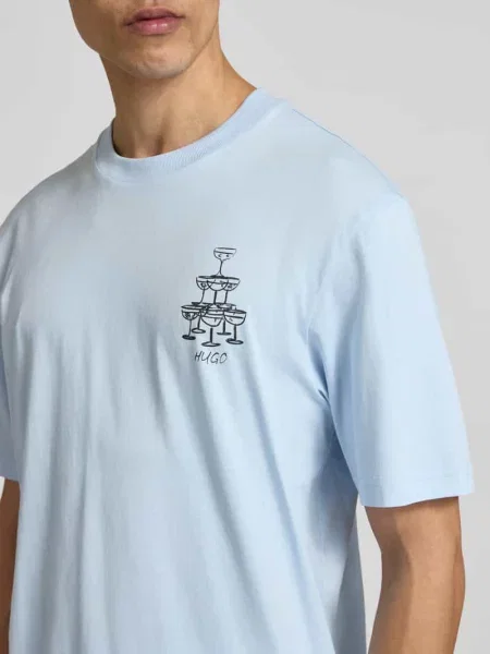 T-shirt o kroju regular fit z czystej bawełny model NUCAVO' Hugo Blue niebieska