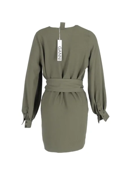Rochie mini Ganni cu decolteu în V de costum verde