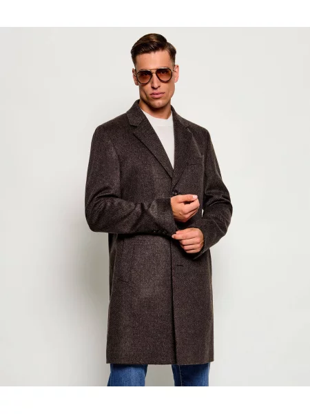BOSS BLACK De lână palton cu adaos de cașmir negru