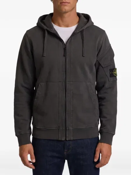 Hanorac din fleece Stone Island din fleece cu strasuri gri