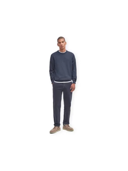 Pulover Barbour cu decolteu rotund clasic albastru