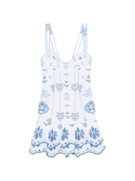 Mini šaty Charo Ruiz Ibiza s výšivkou bílé
