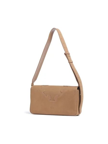 Semišová crossbody kabelka Pinko béžová