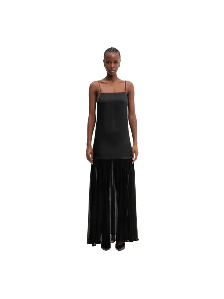 Anine Bing CLEMENTINE DRESS BLACK sukienka gładka z lnu czarna