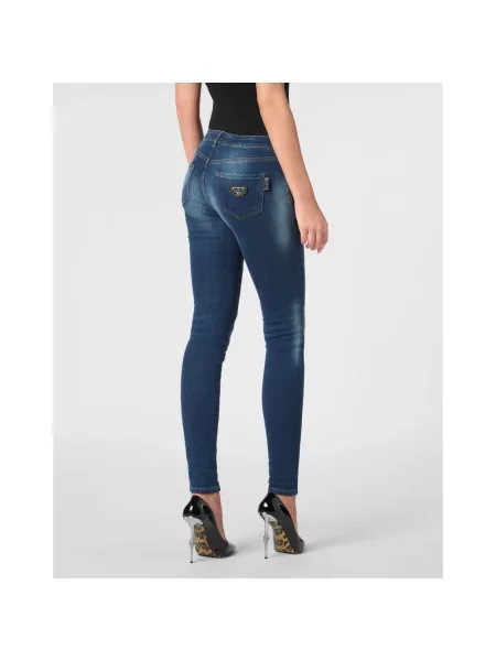 Skinny jeansy skinny Philipp Plein niebieskie