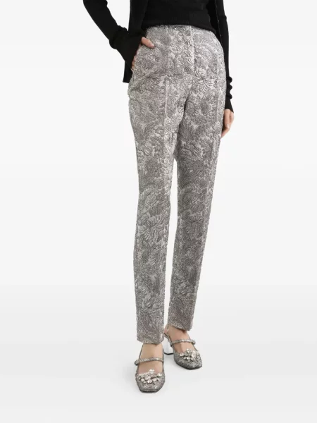 Jacquard hlače Dolce & Gabbana s cvjetnim printom srebrena