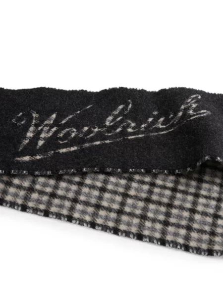 Καρό κασκόλ Woolrich με κρόσσια μαύρο