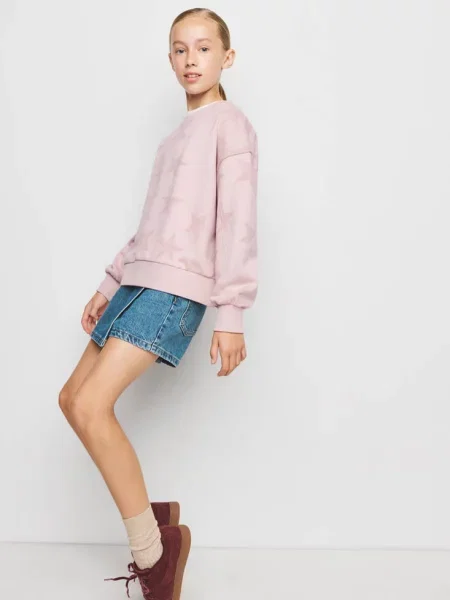 Bluza z bawełny z nadrukiem w Dzieci lata MANGO KIDS różowy