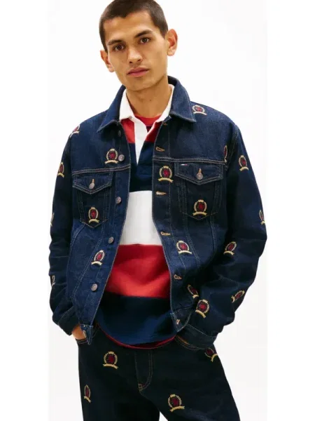 Tommy Jeans geacă jeans bleumarin de tranziție