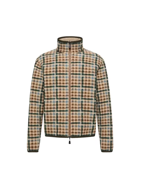Lniana kurtka Moncler typu teddy zielona