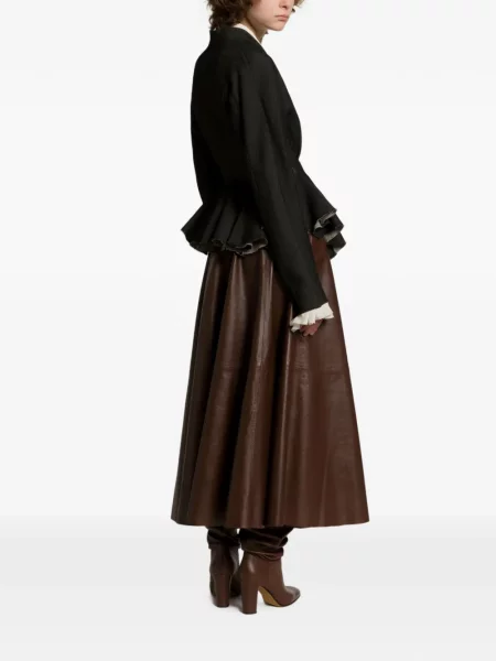 Fustă din piele Alberta Ferretti evazată maro