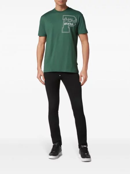 Raštuotas marškinėliai Philipp Plein žalia
