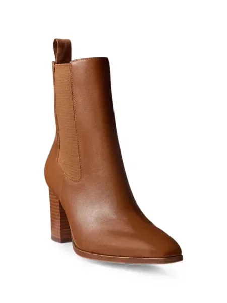 Δερμάτινα μποτάκια αστραγάλου Lauren Ralph Lauren καφέ