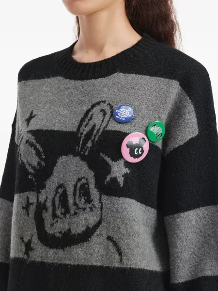 Pulover Mini Cream cu dungi negru