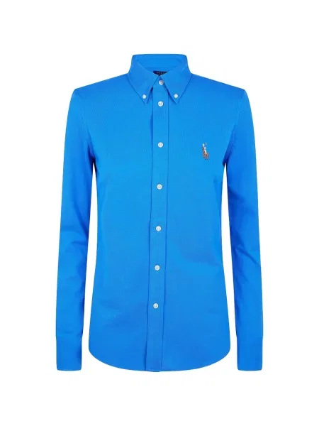 Πλεκτό πουκάμισο Polo Ralph Lauren μπλε