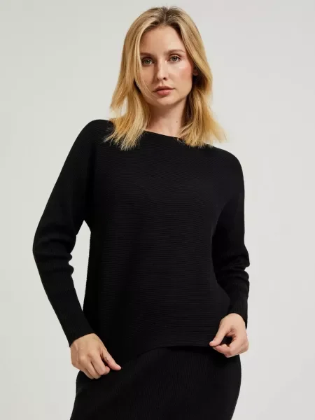 Pulover Moodo cu mânecă liliac negru