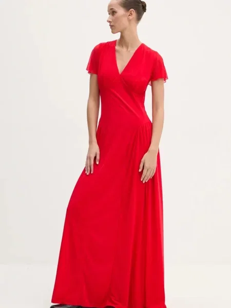 Rotate rochie rosu maxi evazati roșu