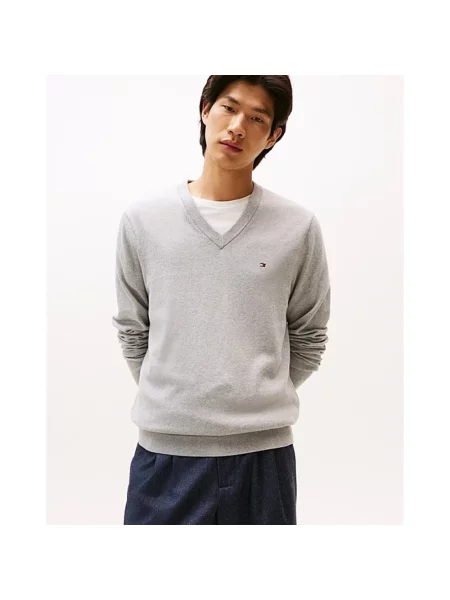 Tommy Hilfiger sweter z domieszką kaszmiru lekki szary