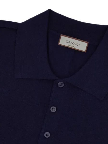 Tricou polo Canali de lână albastru