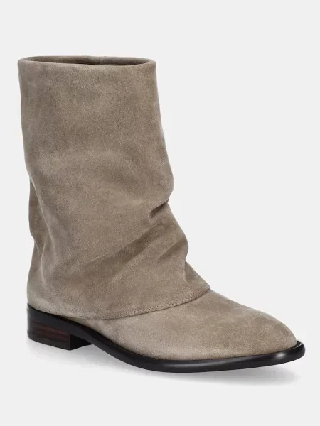 Answear.LAB cizme din piele intoarsa cu plat izolare usoara bej