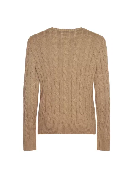 Sweter z dzianiny z wyhaftowanym logo Polo Ralph Lauren beżowy