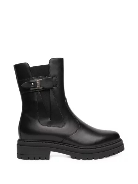 Botine Nero Giardini cu cataramă chunky cu bretele negru