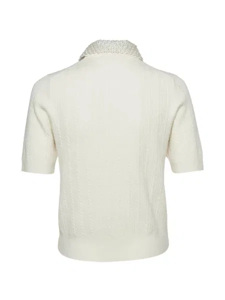 Gulerat top Maje tricotate alb