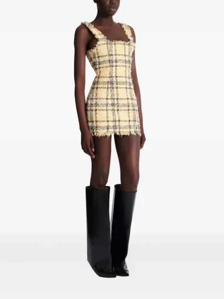 Rochie mini Balmain din tweed de costum galben