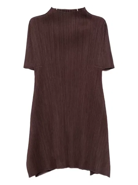 Плисирана костюм мини мини рокля Pleats Please Issey Miyake кафяво