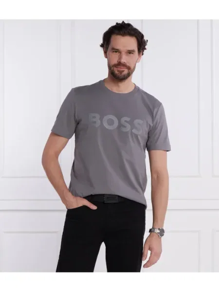 BOSS GREEN Tricou Tee Mirror 1 gri