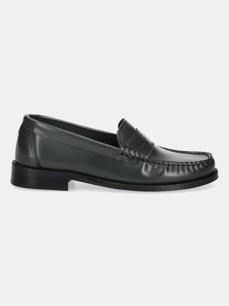 Furla mokasyny skórzane College Loafer na płaskim zielony