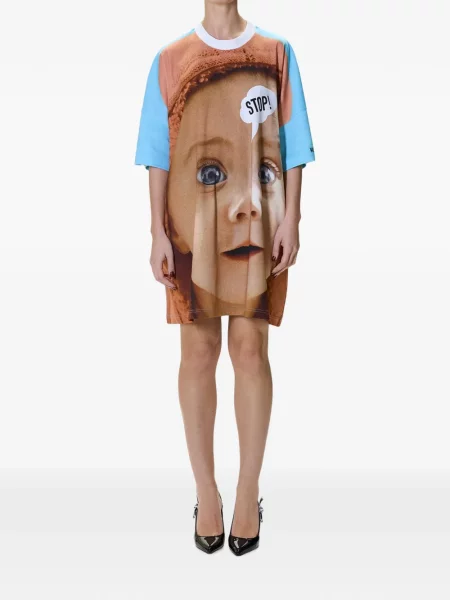 Rochie tip cămașă Moschino cu imagine albastru