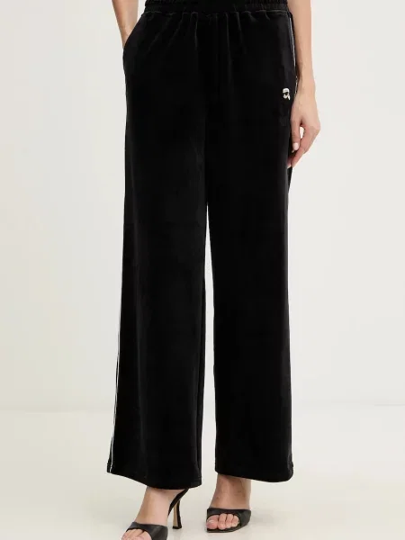 Karl Lagerfeld pantaloni de trening din velur IKON uni negru