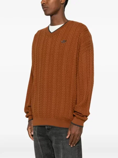 Pulover Adidas cu autograf cu decolteu în V de catifea cord gri
