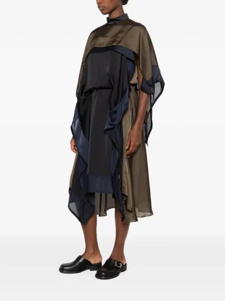 Rochie Sacai cu volane asimetrică verde