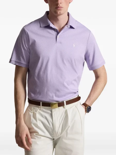 Tricou polo Polo Ralph Lauren cu autograf cu 5 buzunare în carouri gri