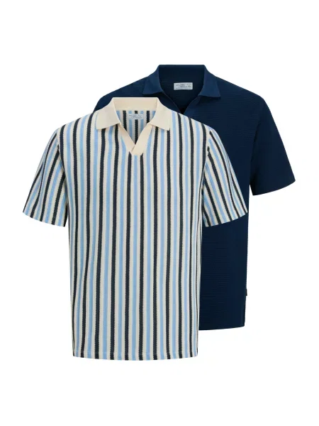 Jack & Jones Premium Tricou JPRBLUHARRY bleumarin / albastru deschis / murdar alb